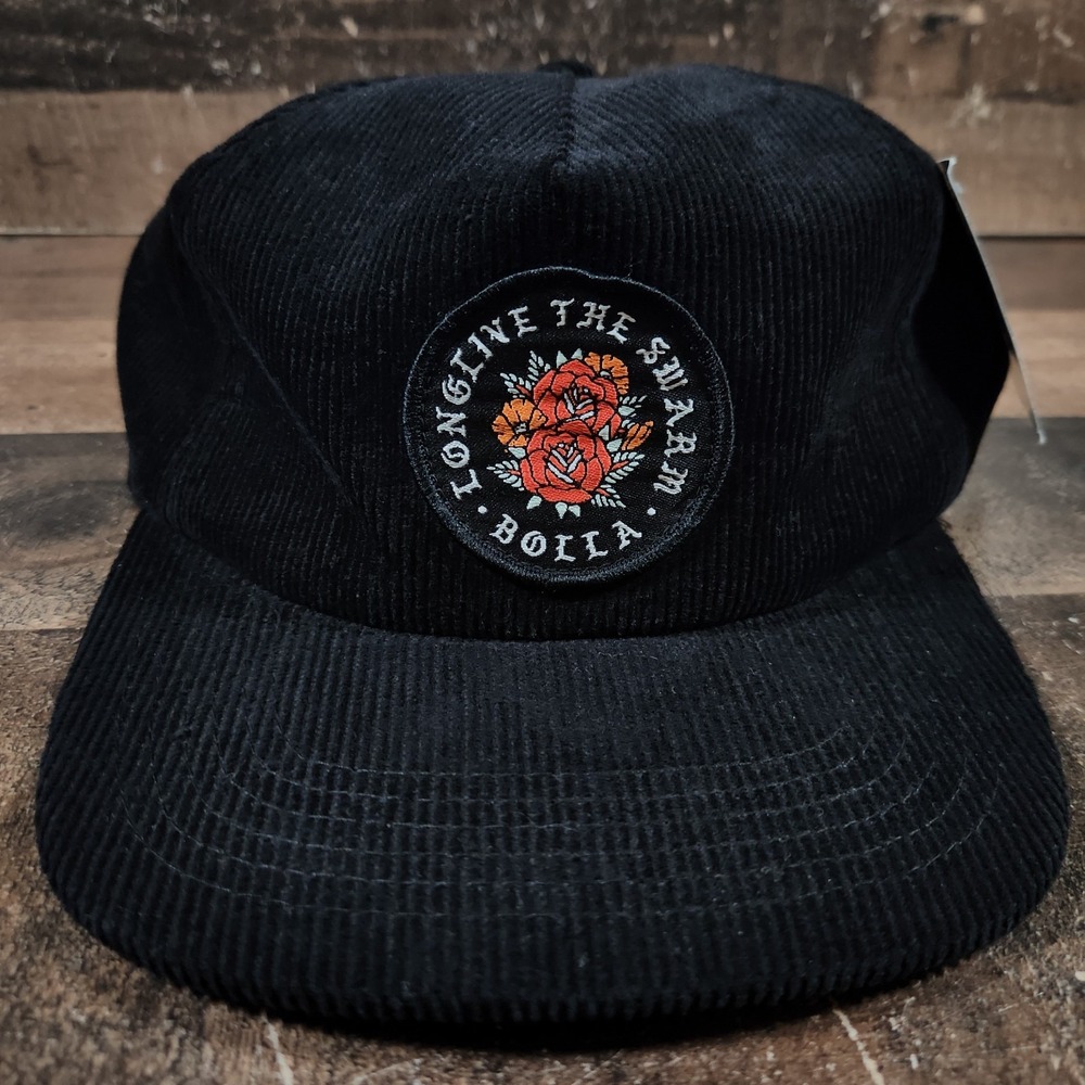Bloom Snapback Hat Cap Black Corduroy Longlive The Swarm Bolla New